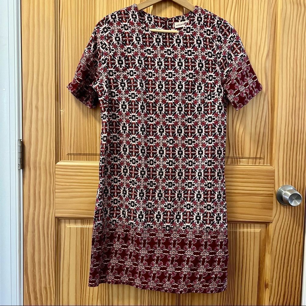 Altar'd State red pink boho tribal floral print short sleeve shift dress medium